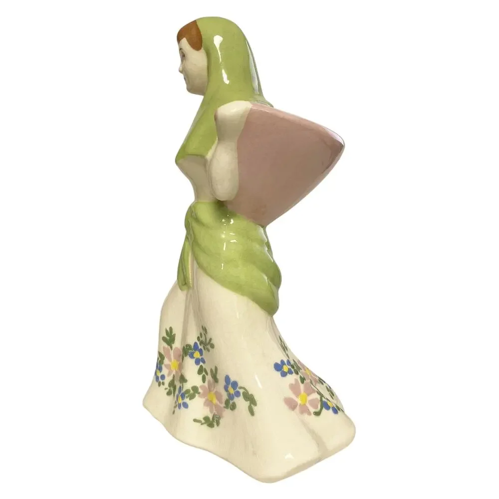 Vintage MK Signed Basket Lady Ceramic Pottery Decorative Vase